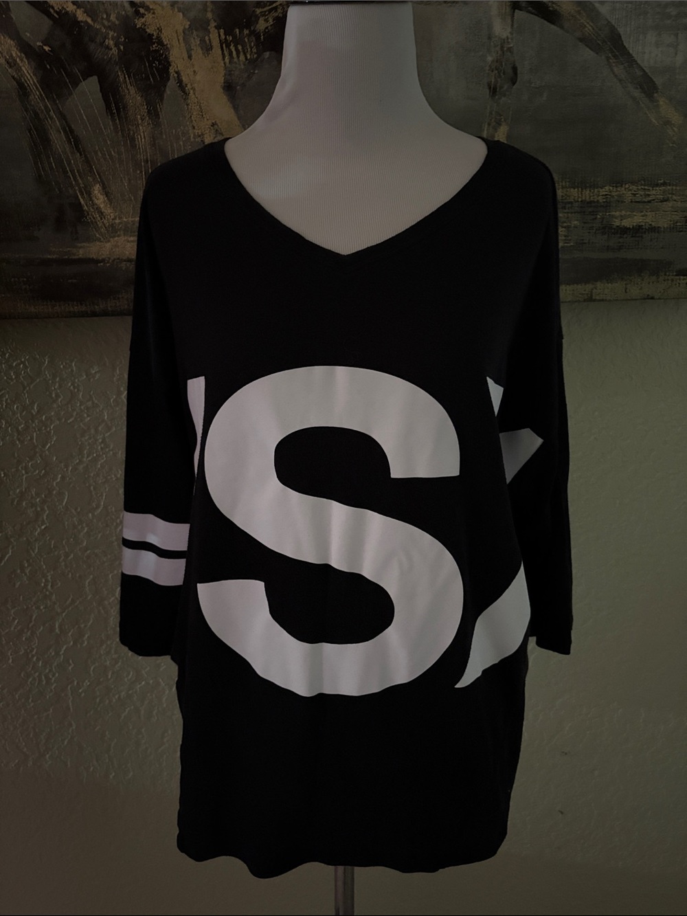 VSX Sport Black and White V-Neck Graphic Tee